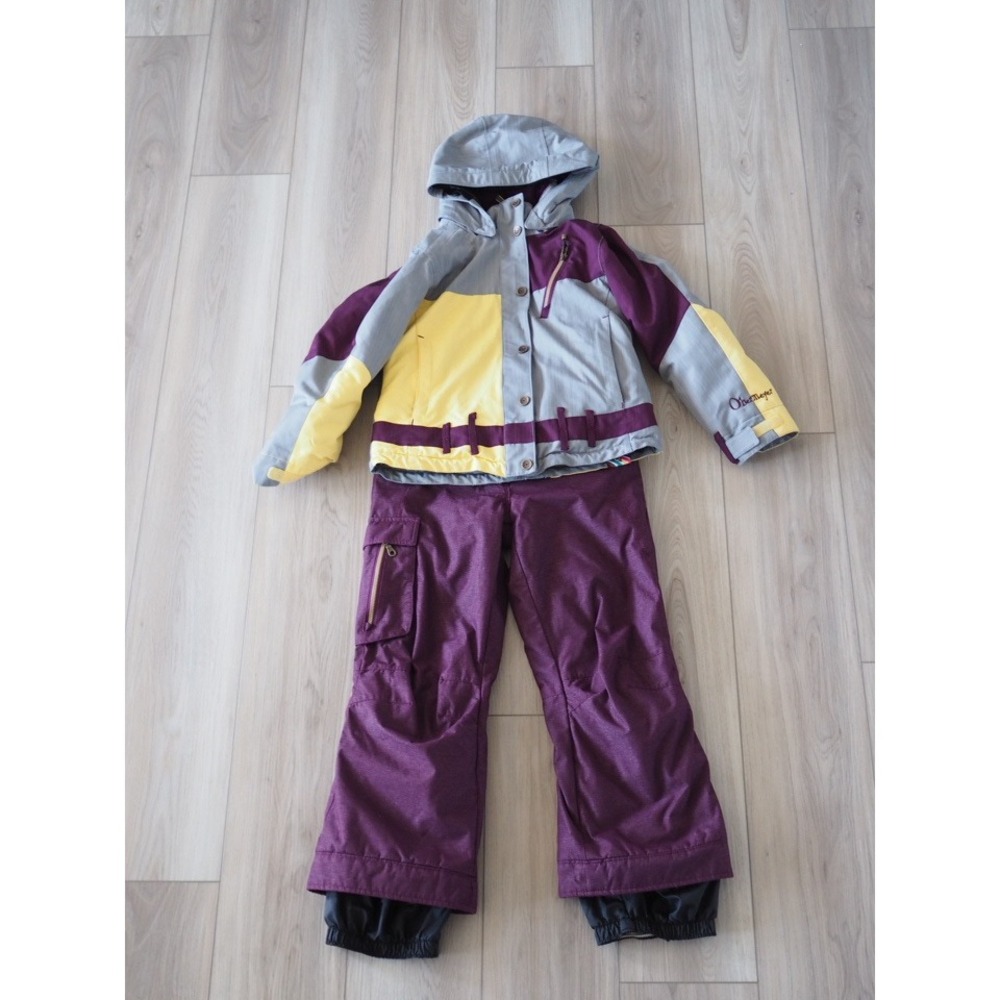 Obermeyer Lighthouse Purple Yellow Snow Suit Jacket Pants Girls 10 Juniors Good
